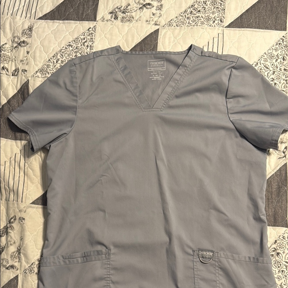 Cherokee Light Gray Scrub Top